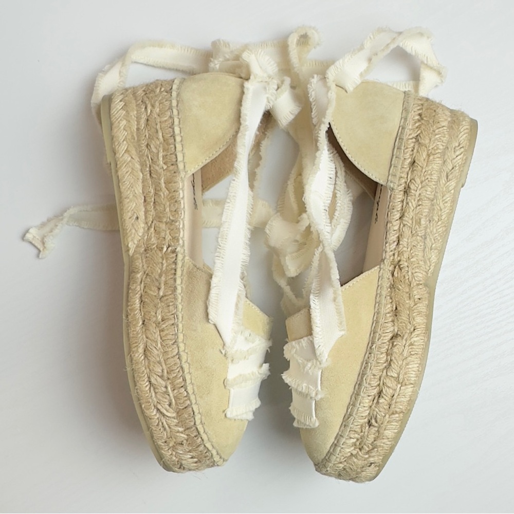 Free People Beige espadrille wedge sandals with cream ankle ties - Picture 13 of 13